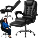 Офісне крісло Malatec 26195 з підніжкою, чорне