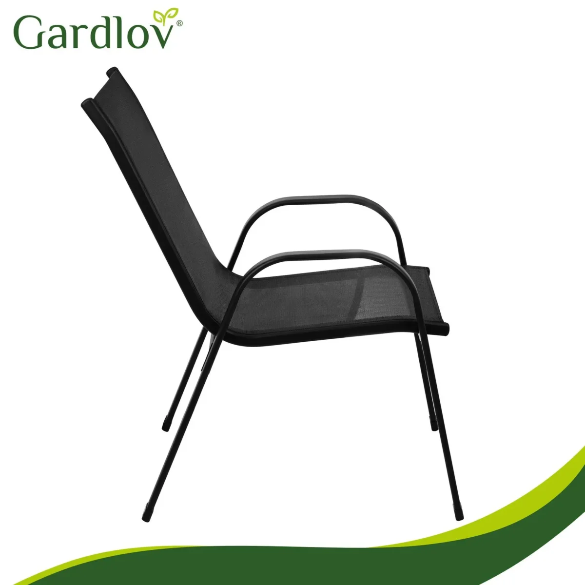 Набір садових крісел Gardlov 4 шт, чорні, сталева рама - Зображення 10