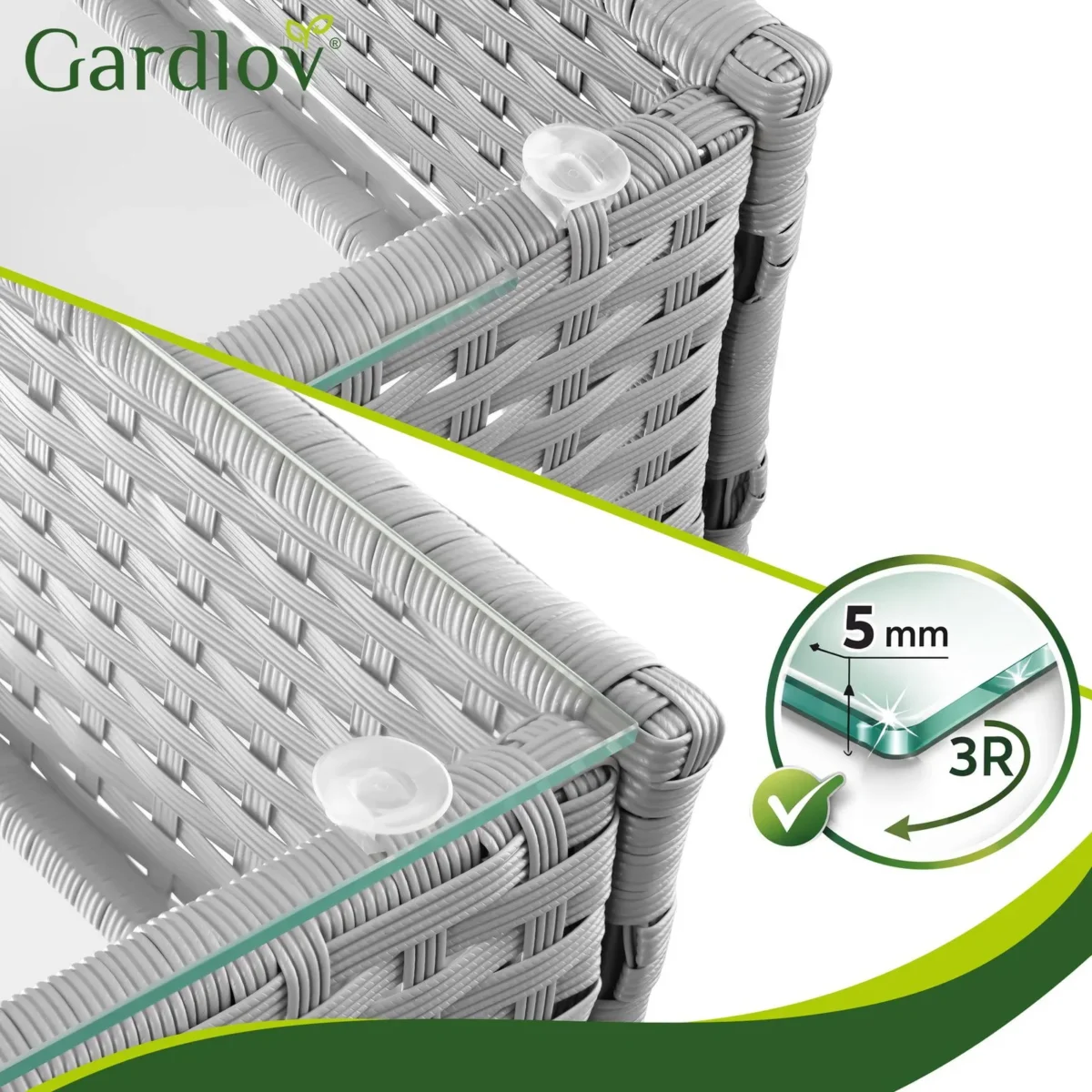 Комплект садових меблів Gardlov 26910 з техноротангу сірий - Зображення 4