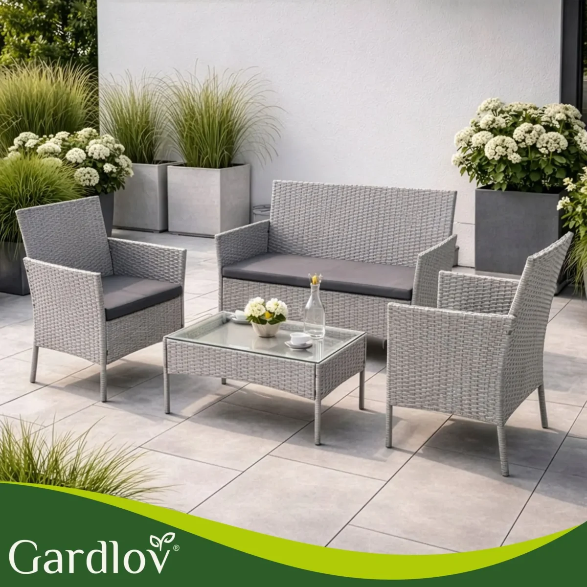 Комплект садових меблів Gardlov 26910 з техноротангу сірий - Зображення 7