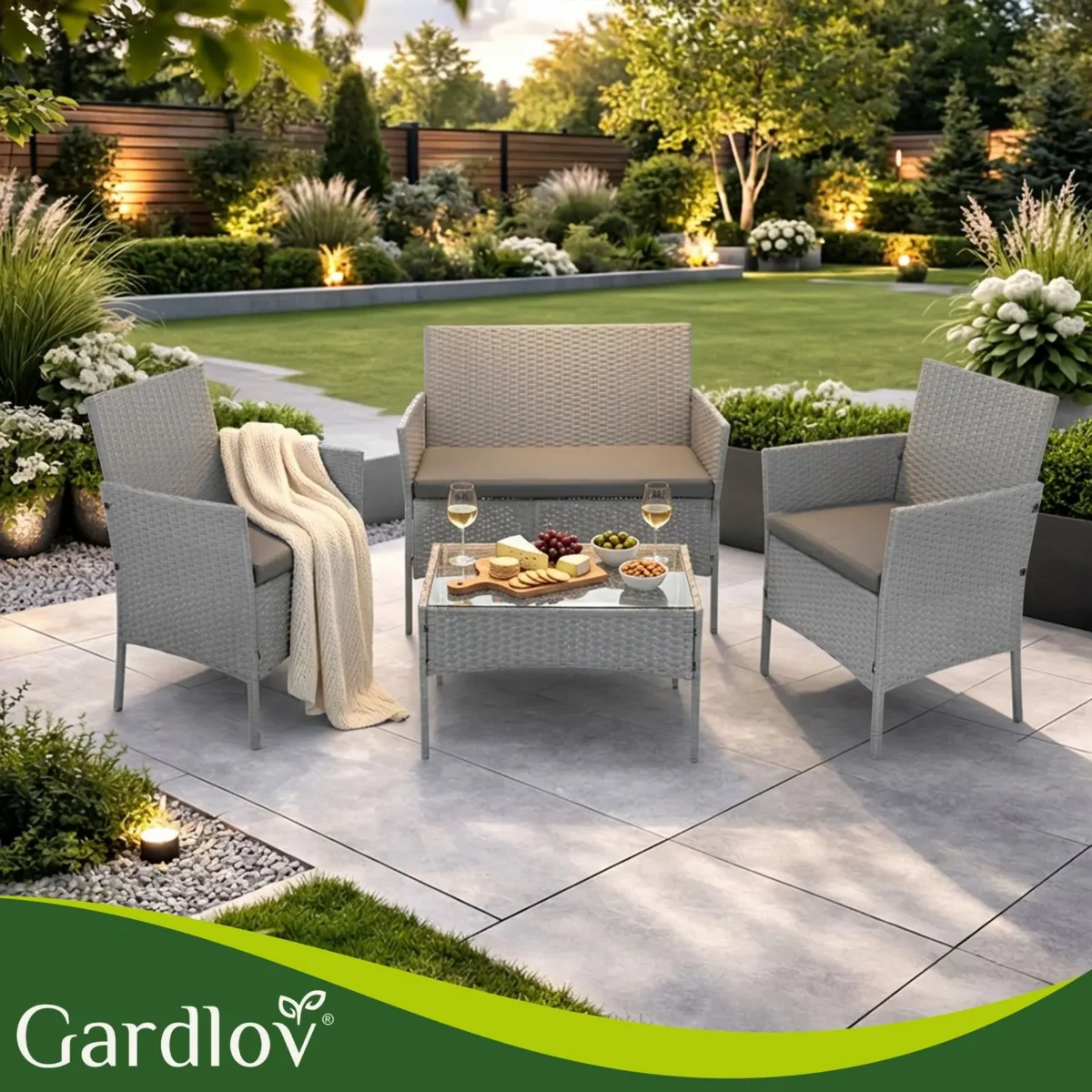 Комплект садових меблів Gardlov 26910 з техноротангу сірий - Зображення 10