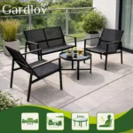 Комплект меблів для балкона Gardlov 4 елементи чорний - Зображення 2