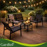 Комплект меблів для балкона Gardlov 4 елементи чорний - Зображення 11