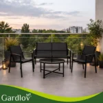 Комплект меблів для балкона Gardlov 4 елементи чорний - Зображення 10