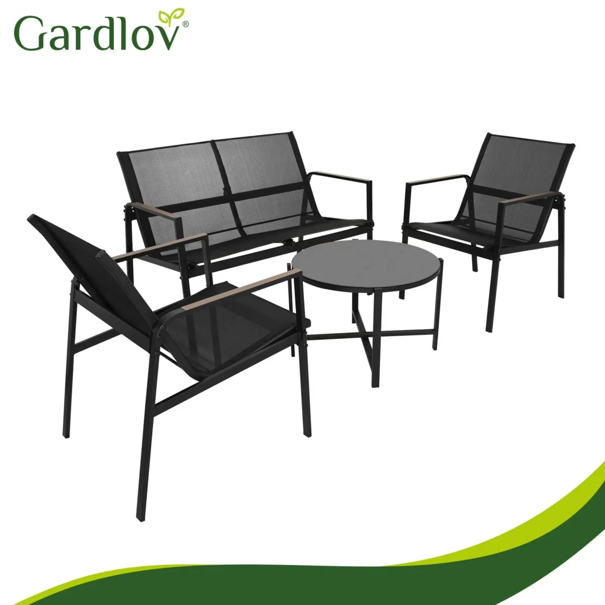 Комплект меблів для балкона Gardlov 4 елементи чорний - Зображення 15