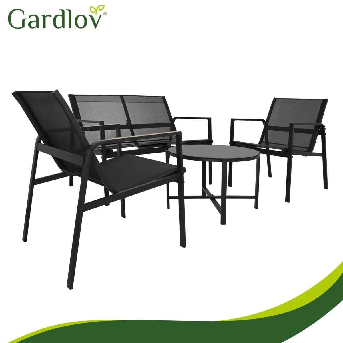 Комплект меблів для балкона Gardlov 4 елементи чорний - Зображення 16