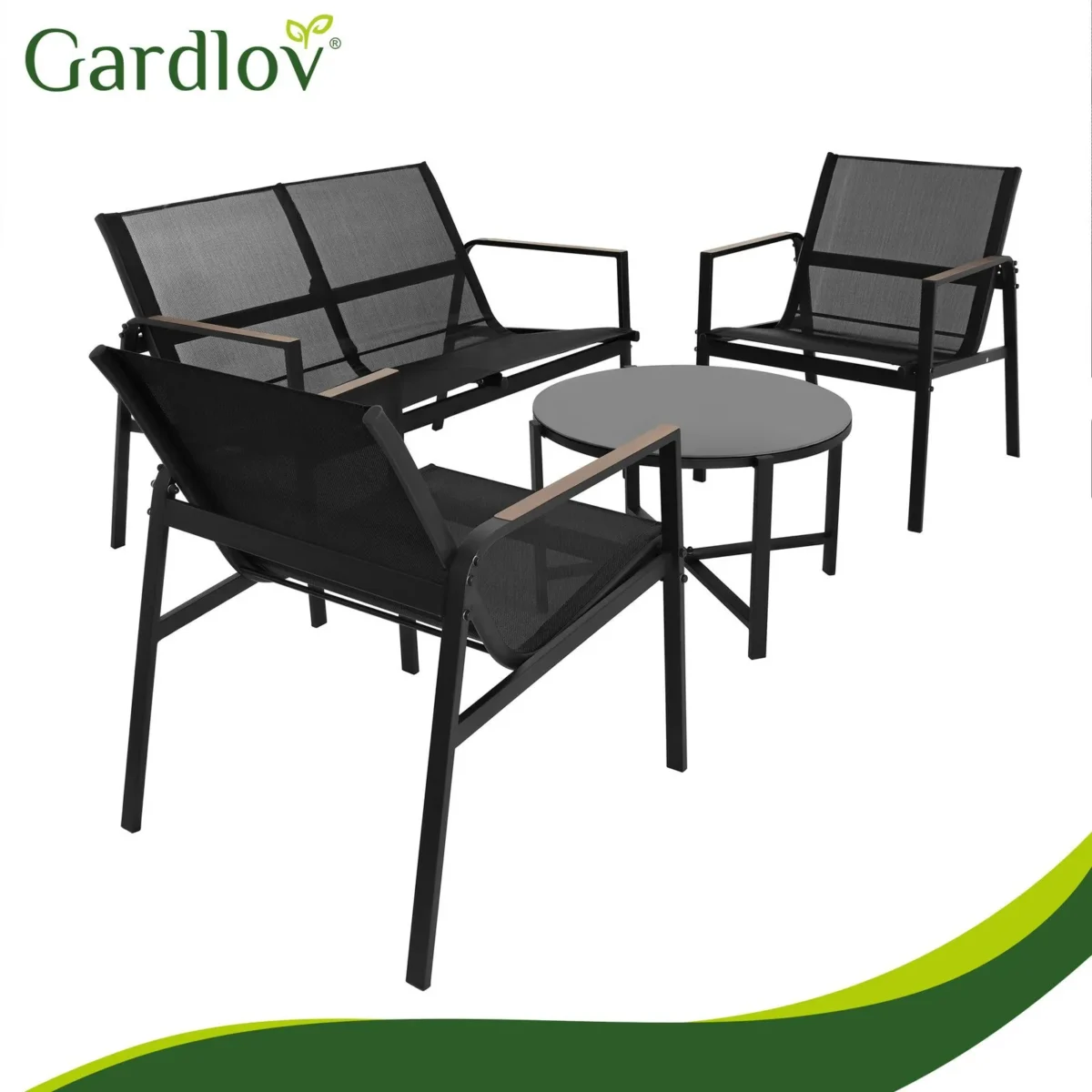 Комплект меблів для балкона Gardlov 4 елементи чорний - Зображення 6