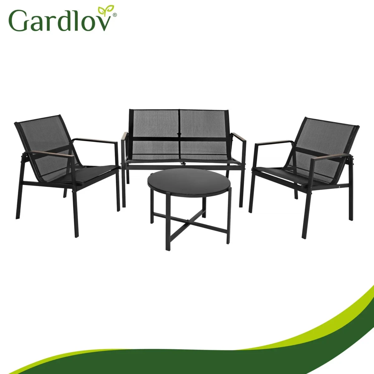 Комплект меблів для балкона Gardlov 4 елементи чорний - Зображення 17