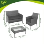 Садові меблі Gardlov 26907 ротанг антрацит 95×53×29 см - Зображення 3