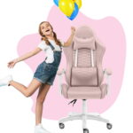 Геймерське крісло Hell's Chair HC-1000 Kids Pink White велюр