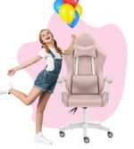 Геймерське крісло Hell's Chair HC-1000 Kids Pink White велюр