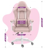 Геймерське крісло Hell's Chair HC-1000 Kids Pink White велюр - Зображення 9