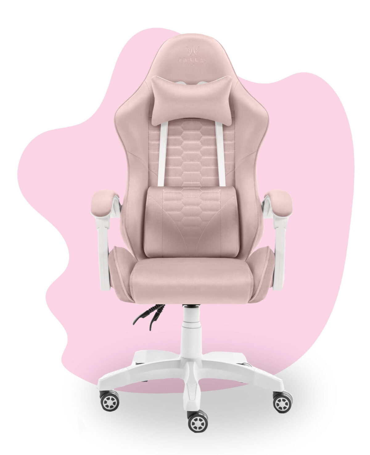 Геймерське крісло Hell's Chair HC-1000 Kids Pink White велюр - Зображення 2