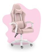Геймерське крісло Hell's Chair HC-1000 Kids Pink White велюр - Зображення 3