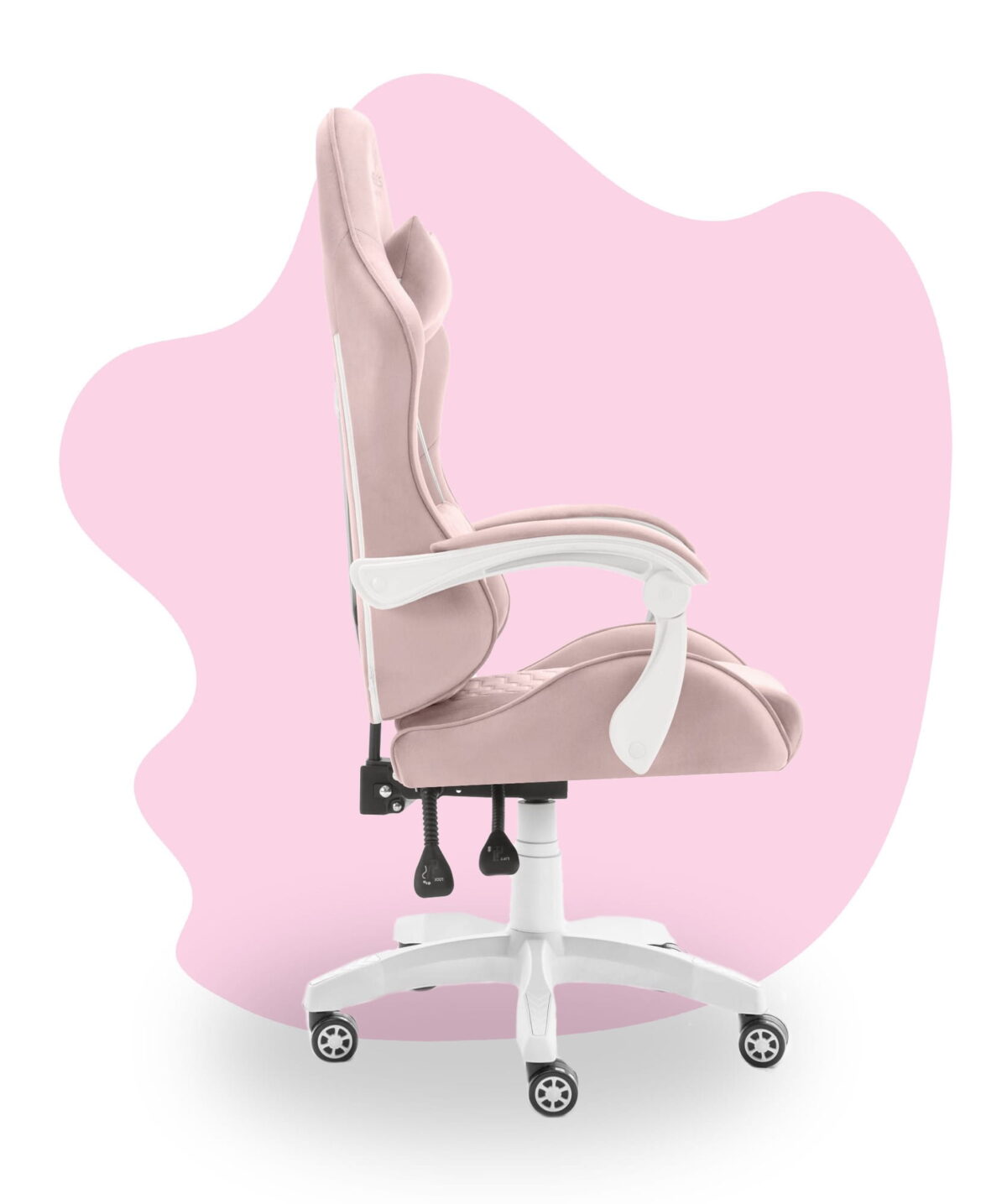 Геймерське крісло Hell's Chair HC-1000 Kids Pink White велюр - Зображення 4