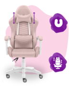 Геймерське крісло Hell's Chair HC-1000 Kids Pink White велюр - Зображення 6
