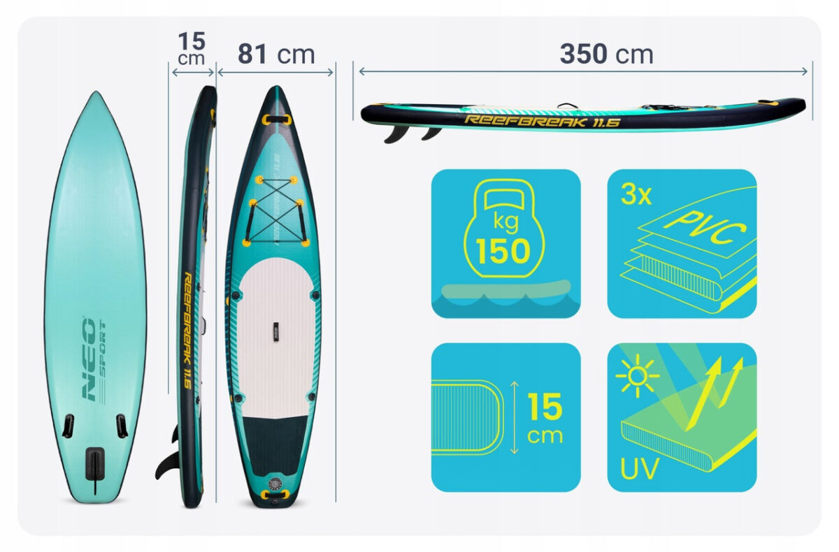 SUP-дошка Neo-Sport Reefbreak 170313. 350 × 81 × 15 см - Зображення 10