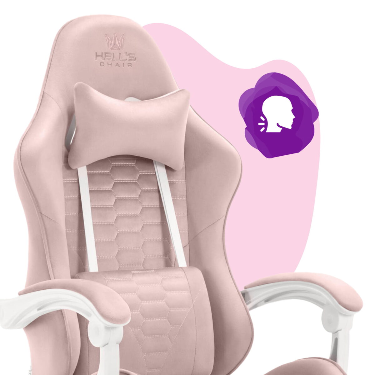 Геймерське крісло Hell's Chair HC-1000 Kids Pink White велюр - Зображення 7