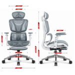 Офісне крісло Hell's Chair HC-1044 Grey White. MESH Premium - Зображення 9