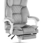 Офісне крісло Hell's Chair HC-1031 Grey White велюрове