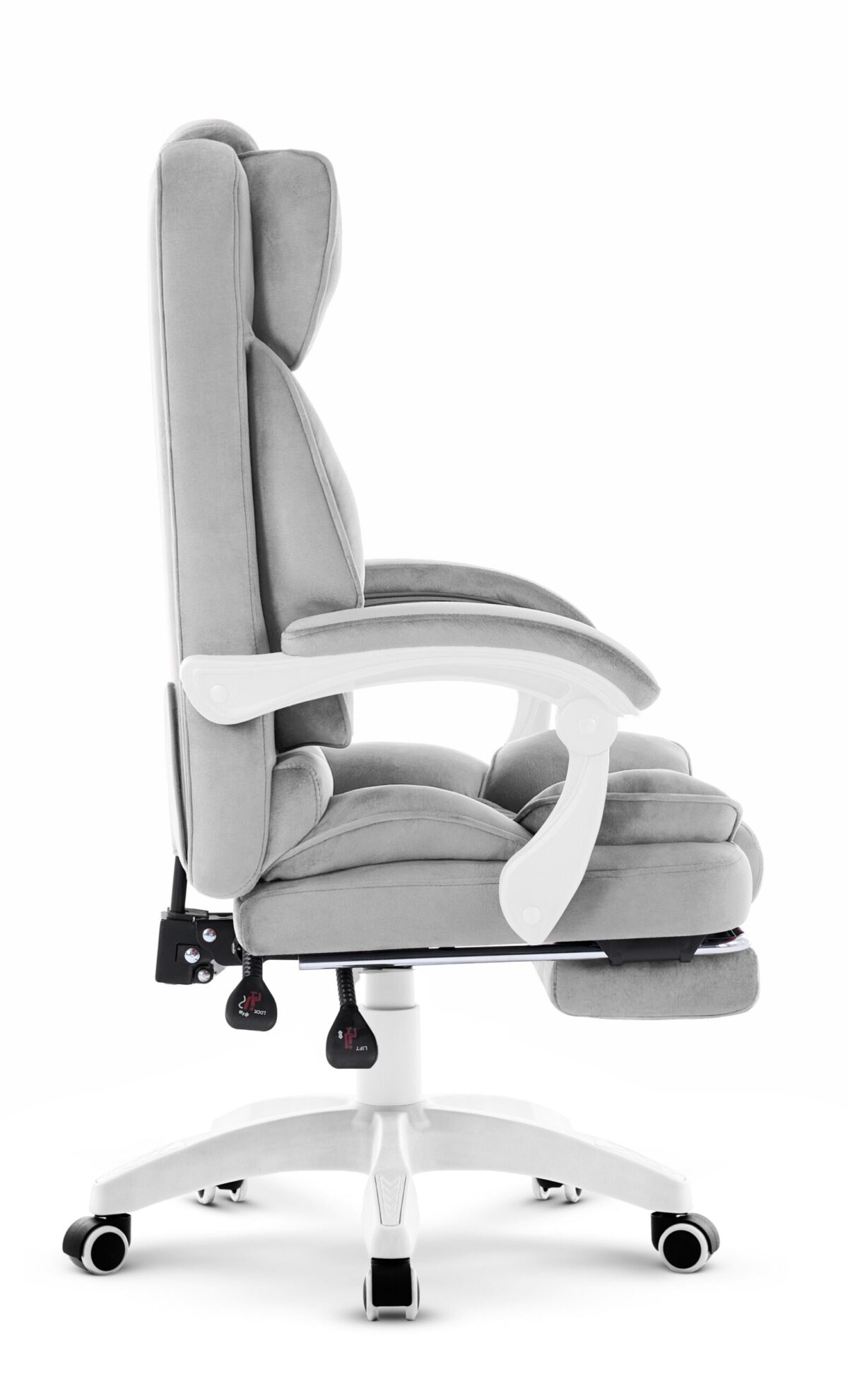 Офісне крісло Hell's Chair HC-1031 Grey White велюрове - Зображення 3