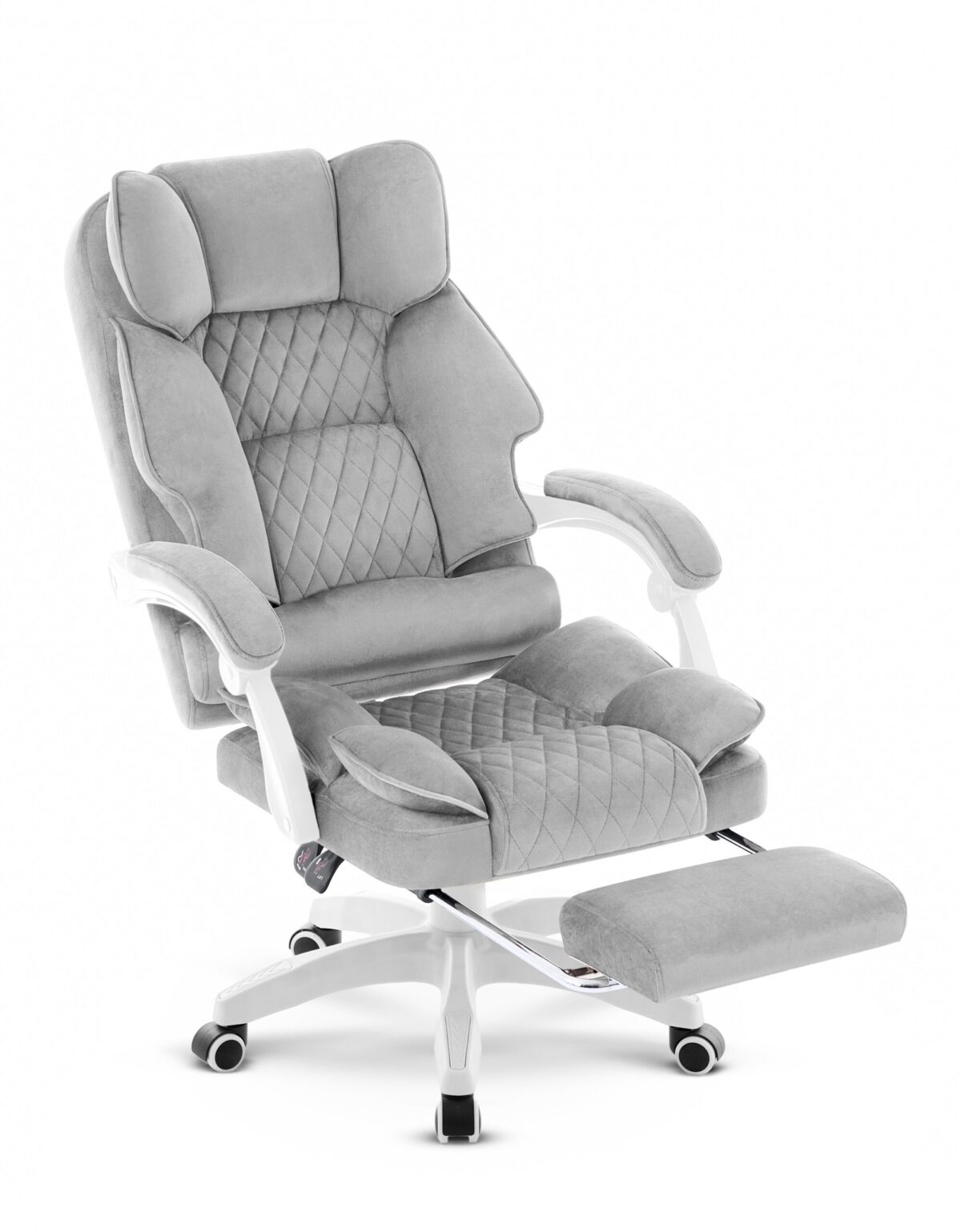Офісне крісло Hell's Chair HC-1031 Grey White велюрове - Зображення 4