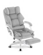 Офісне крісло Hell's Chair HC-1031 Grey White велюрове - Зображення 4
