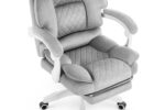 Офісне крісло Hell's Chair HC-1031 Grey White велюрове - Зображення 5