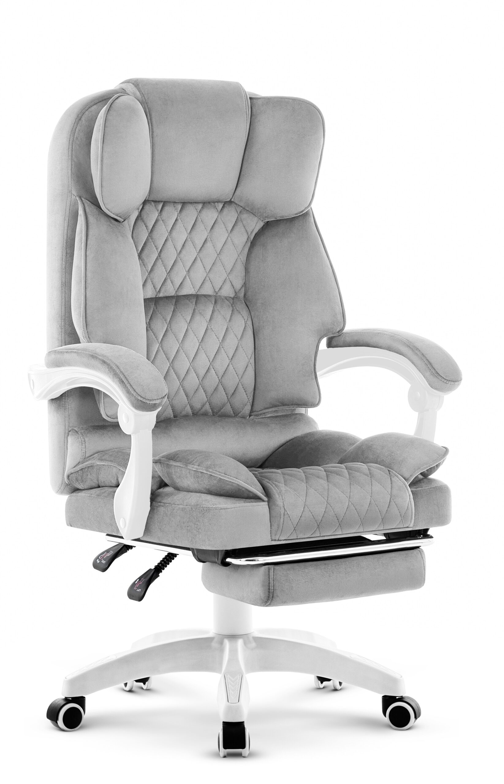 Fotel-biurowy-obrotowy-Hells-Chair-HC-1031-Grey-White-Szary-Bialy-Tkanina-Welur Офісне крісло Hell's Chair HC-1031 Grey White велюрове - Зображення 1