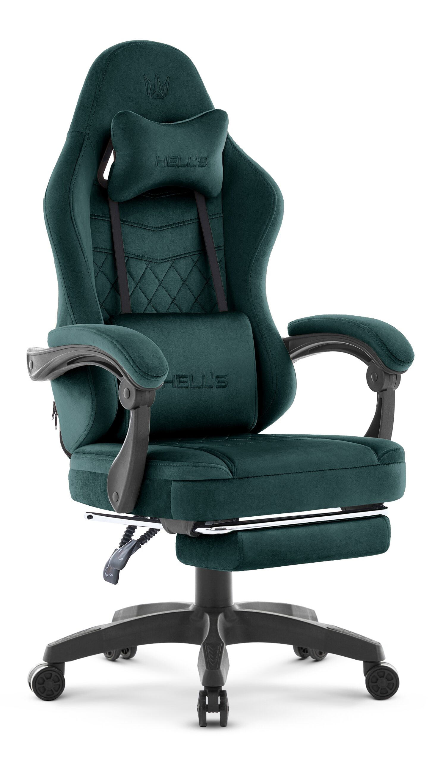 Fotel-gamingowy-Hells-Chair-HC-1015-Green-Zielony-Tkanina Геймерське крісло Hell's Chair HC-1015 Green велюр - Зображення 1