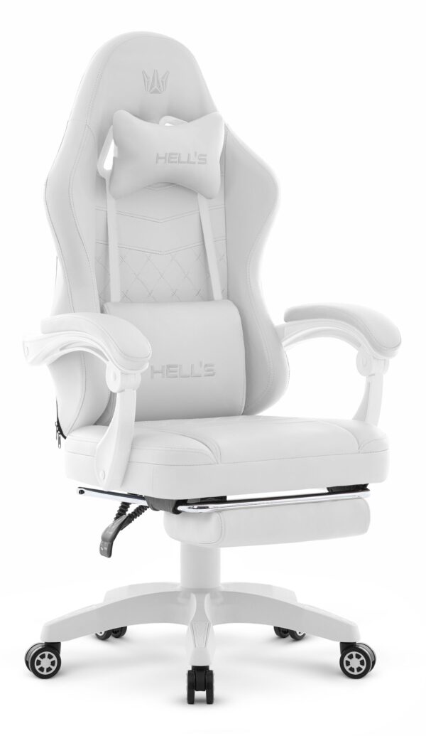 Геймерське крісло Hell's Chair HC-1015 White біла екошкіра