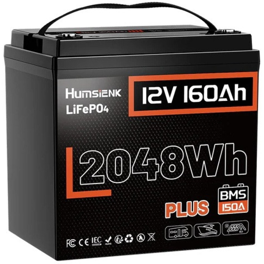 a-7622857210_lifepo4-12v160ah-150a-1000x1000-1 Акумулятор Humsienk LiFePO4 PLUS 160Ah 150A BMS 12 V - Зображення 1