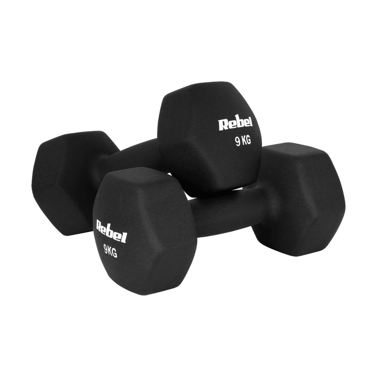 Гантелі HEX неопренові REBEL ACTIVE 2×9 кг RBA-2330-9 - Зображення 2