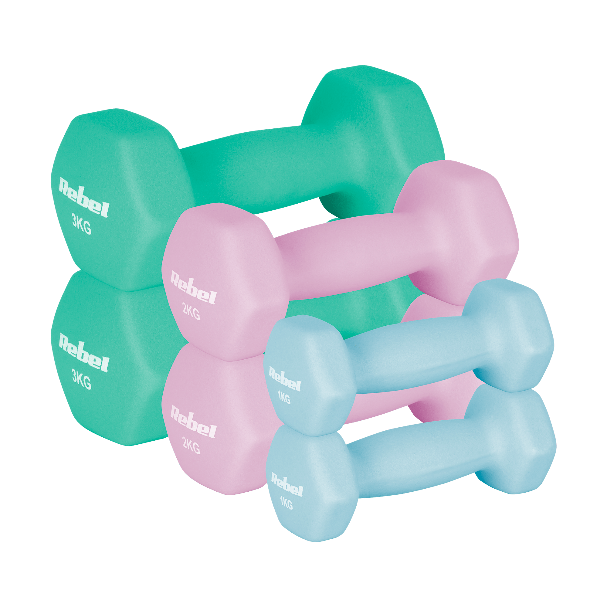 hantelki-zeliwne-neoprenowe-hex-zestaw-12kg-2x1kg-2x2kg-2x3kg-rebel-active-cfceecf7eed347b8a3576892d54593a3-2a2508a1 Набір гантелей HEX REBEL ACTIVE 12кг RBA-2330-S3 - Зображення 1