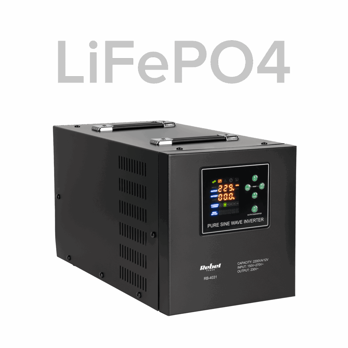 Інвертор-зарядний пристрій Rebel RB-4031 12V/230V 2200VA - Зображення 8