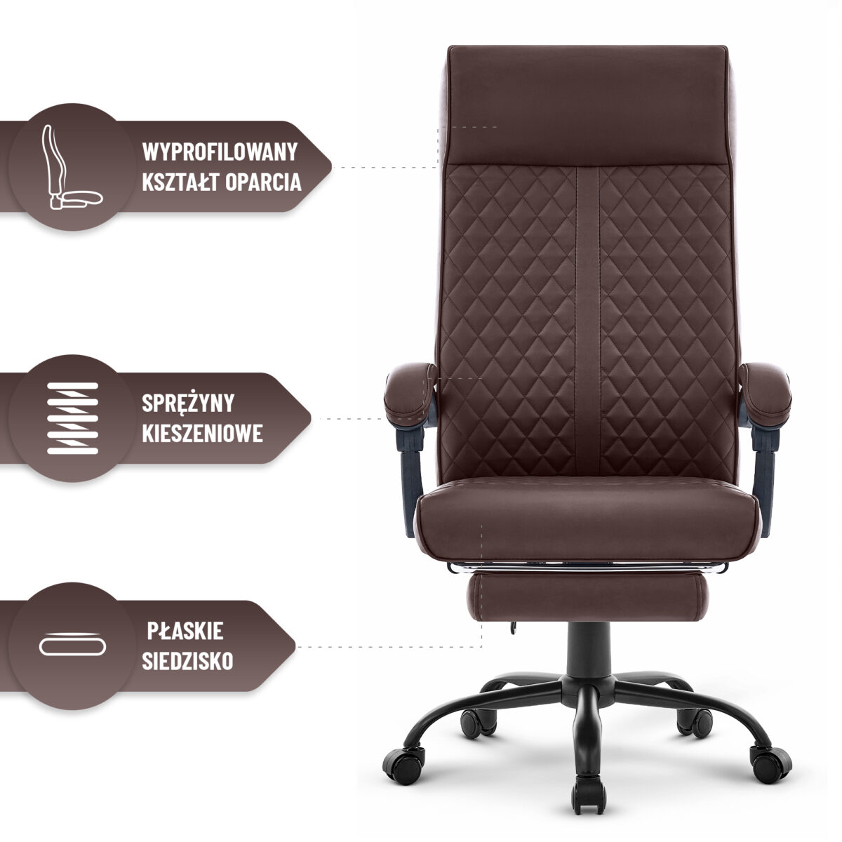 Офісне крісло Hell's Chair HC-1030 Brown екошкіра - Зображення 6