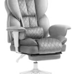 Офісне крісло Hell's Chair HC-1037 Grey White оксамит
