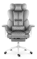 Офісне крісло Hell's Chair HC-1037 Grey White оксамит - Зображення 4