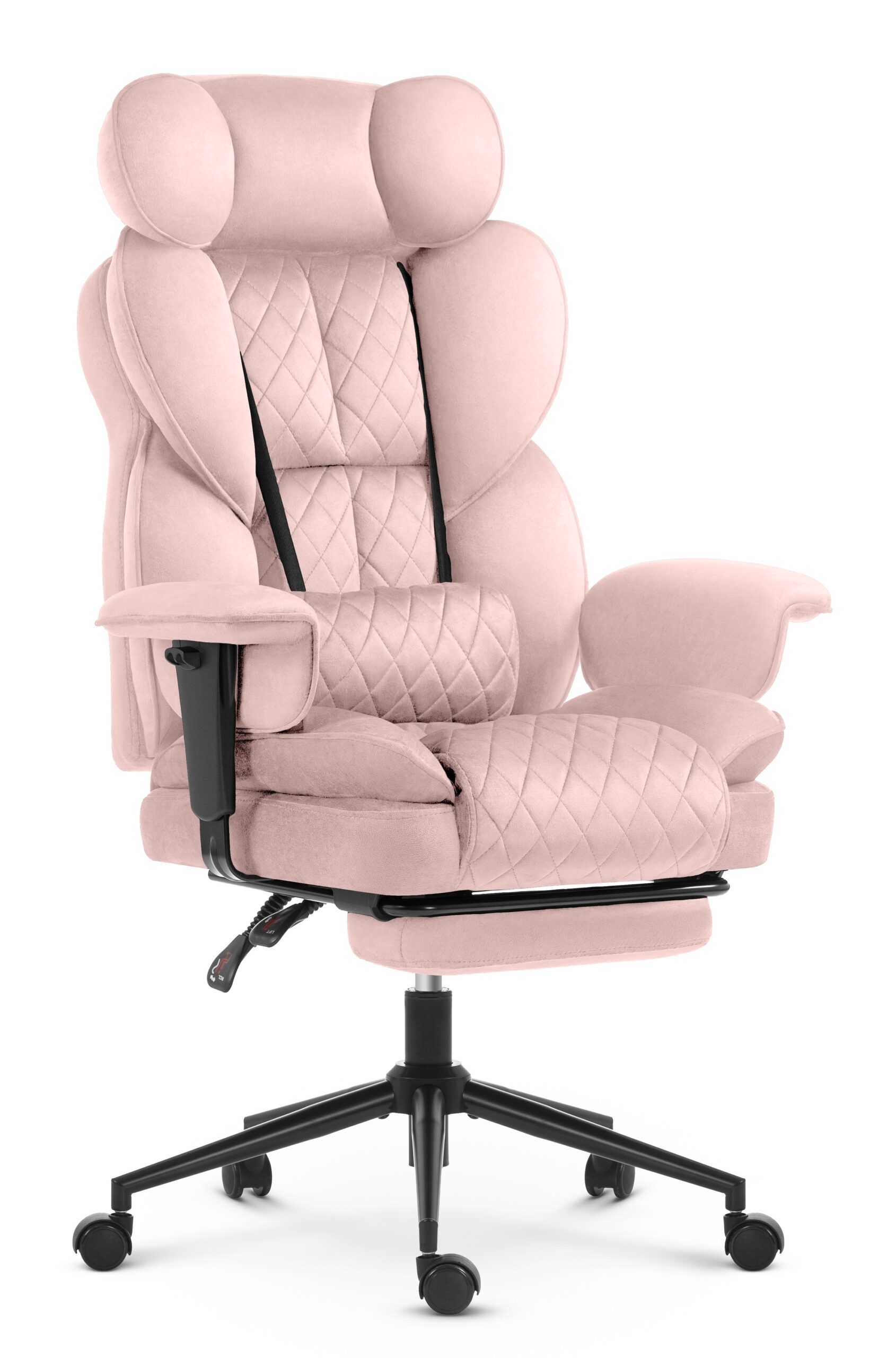 Fotel-biurowy-ergonomiczny-obrotowy-Hells-Chair-HC-1037-Pink-Rozowy-Tkanina-Welurowa Офісне крісло Hell's Chair HC-1037 Pink оксамит - Зображення 1