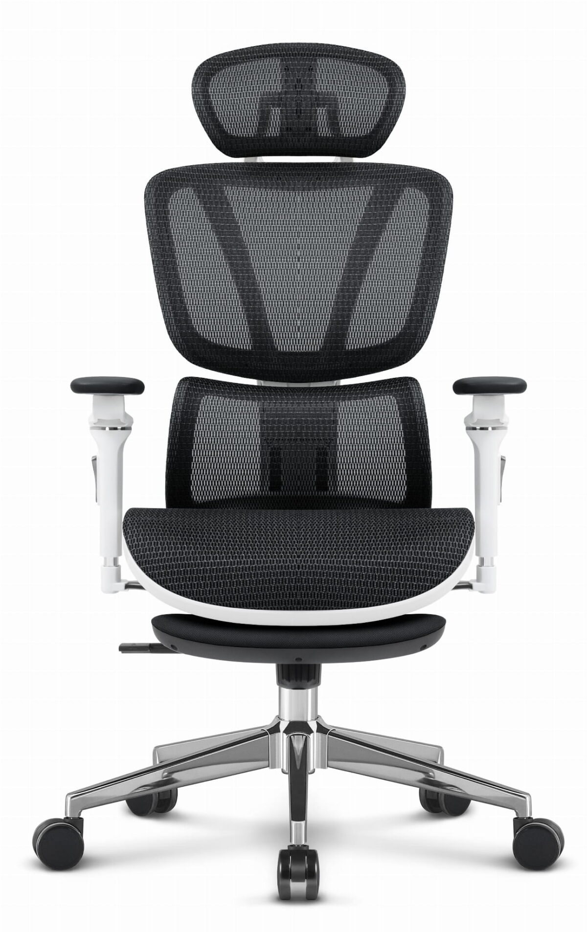 Ергономічне офісне крісло Hell's Chair HC-1044 Black White, сітка MESH Premium - Зображення 2