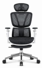 Ергономічне офісне крісло Hell's Chair HC-1044 Black White, сітка MESH Premium - Зображення 2