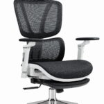 Ергономічне офісне крісло Hell's Chair HC-1044 Black White, сітка MESH Premium