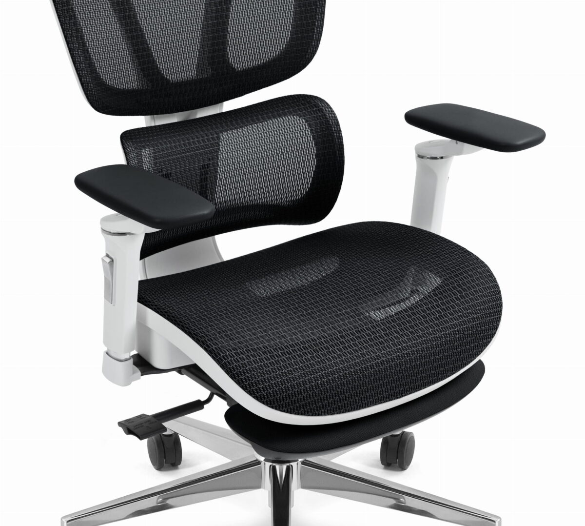 Ергономічне офісне крісло Hell's Chair HC-1044 Black White, сітка MESH Premium - Зображення 3