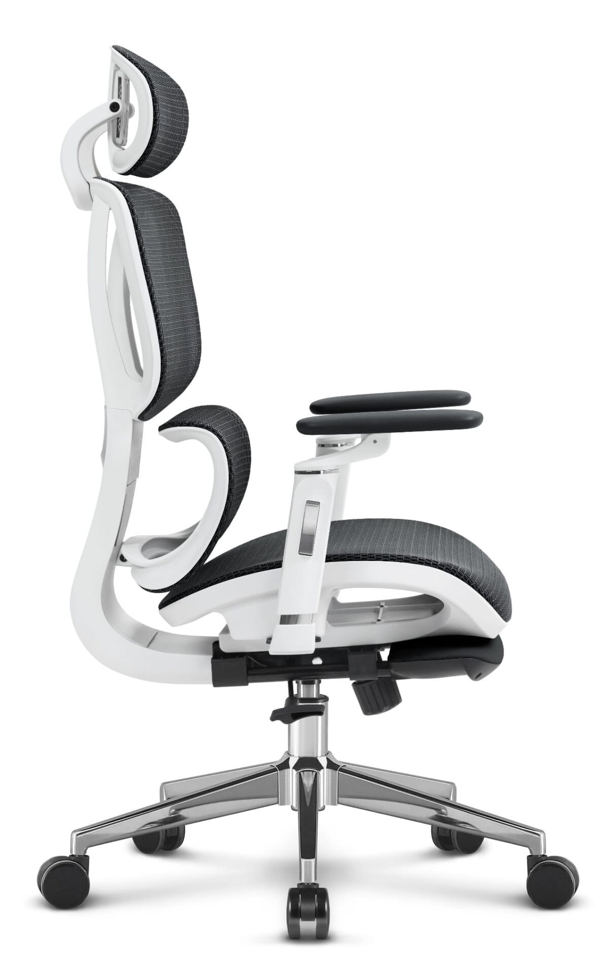 Ергономічне офісне крісло Hell's Chair HC-1044 Black White, сітка MESH Premium - Зображення 4