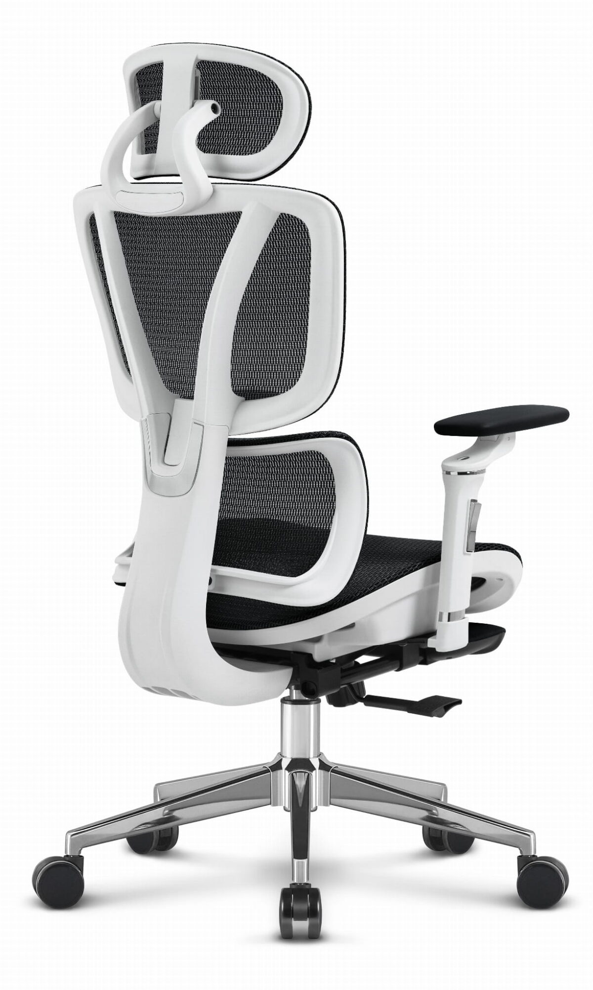 Ергономічне офісне крісло Hell's Chair HC-1044 Black White, сітка MESH Premium - Зображення 5