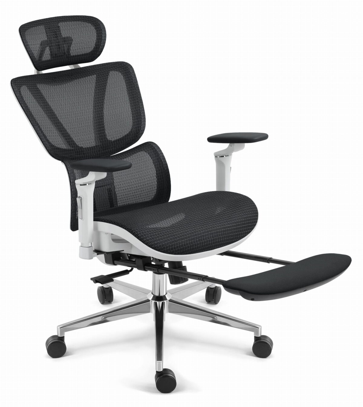 Ергономічне офісне крісло Hell's Chair HC-1044 Black White, сітка MESH Premium - Зображення 6