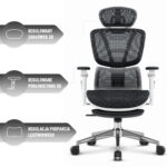 Ергономічне офісне крісло Hell's Chair HC-1044 Black White, сітка MESH Premium - Зображення 7