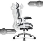 Ергономічне офісне крісло Hell's Chair HC-1044 Black White, сітка MESH Premium - Зображення 8