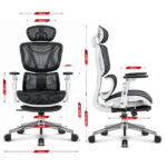 Ергономічне офісне крісло Hell's Chair HC-1044 Black White, сітка MESH Premium - Зображення 10