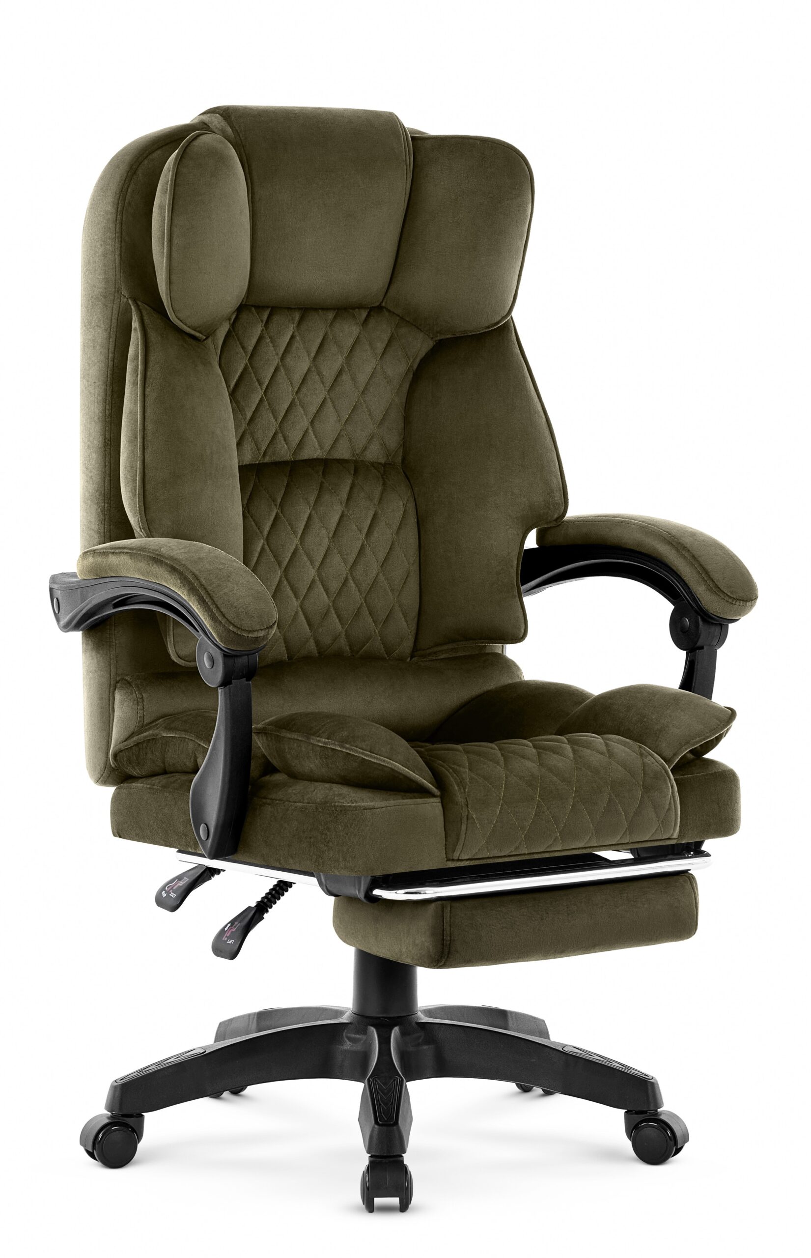 Fotel-biurowy-obrotowy-Hells-Chair-HC-1031-Olive-Oliwkowy-Tkanina-Welur Офісне крісло Hell's Chair HC-1031 Olive, оксамитова тканина - Зображення 1